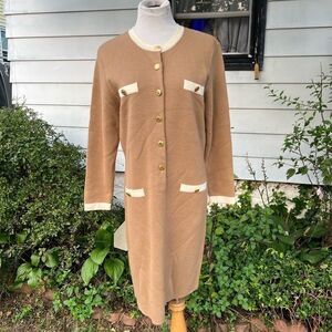*** Vintage Nicole Summers Petite Knitted Wool Dress Gold Buttons (Q)